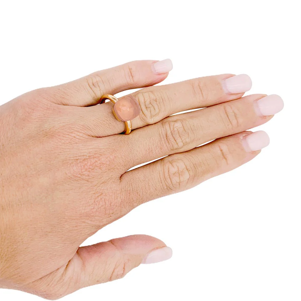 Pomellato ring, "Nudo Classic", two golds and rose quartz. - Image 6