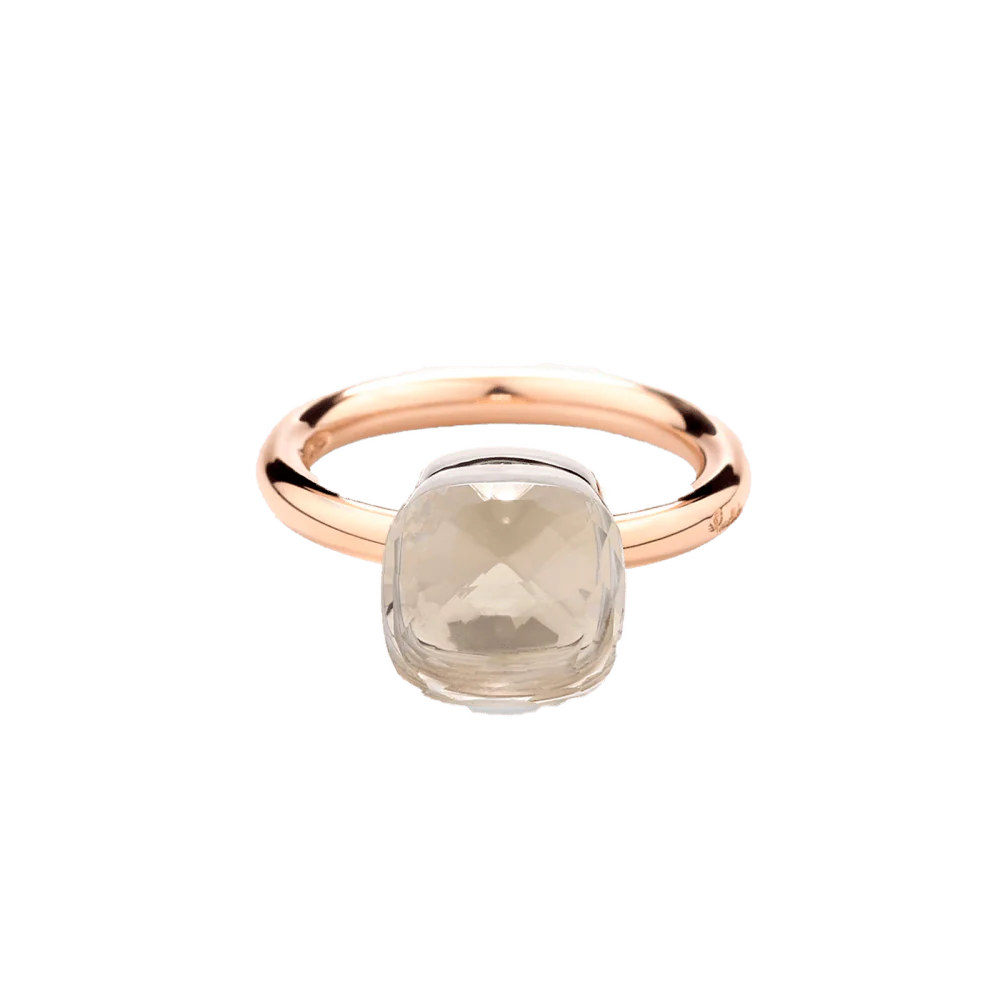 POMELLATO "Nudo Classic" Cocktail Ring in white gold, rose gold and topaz
