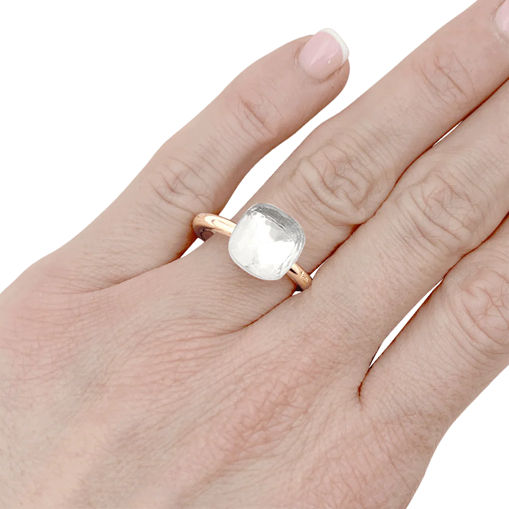 POMELLATO "Nudo Classic" Cocktail Ring in white gold, rose gold and topaz - Image 2