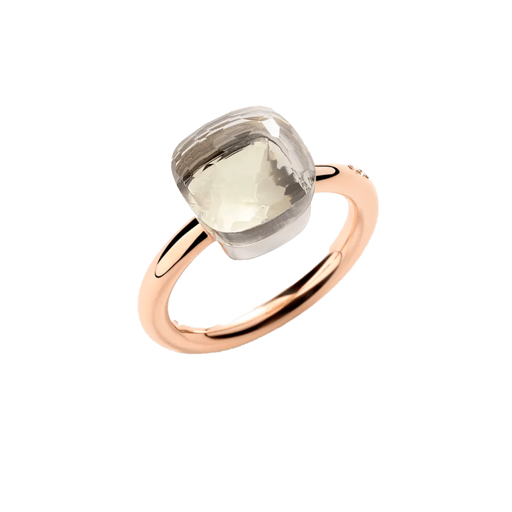 POMELLATO "Nudo Classic" Cocktail Ring in white gold, rose gold and topaz - Image 3