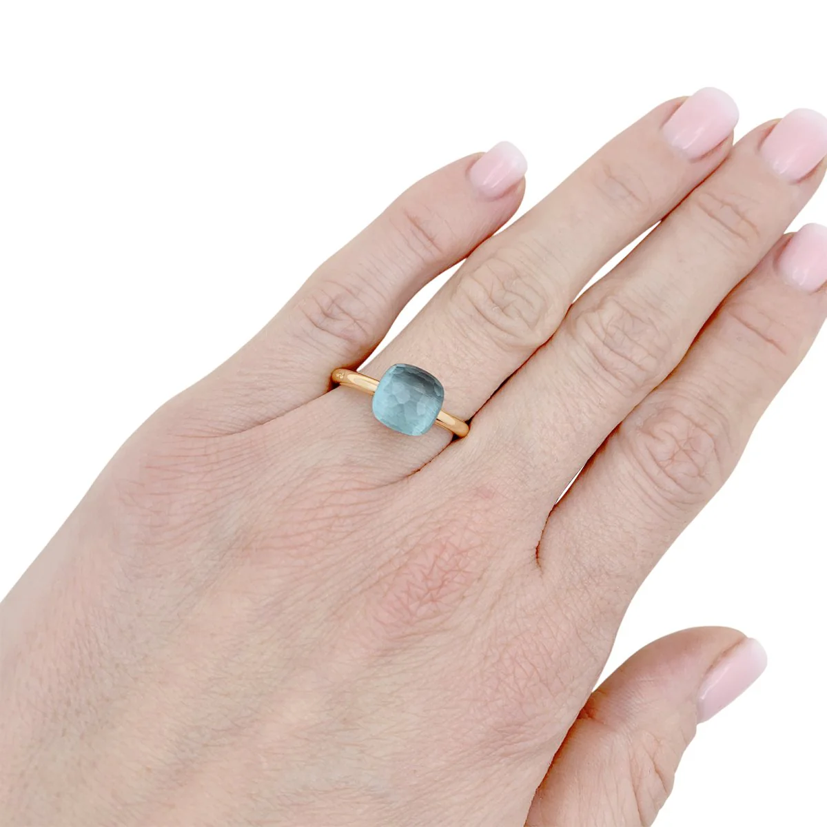 Pomellato ring, "Nudo Petit", pink gold, white gold, blue topaz. - Image 5