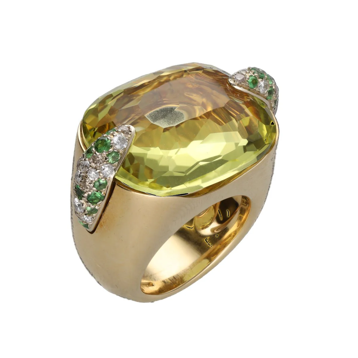 POMELLATO "Pin Up" Cocktail Ring in yellow gold, quartz, tsavorites and diamonds - Image 3