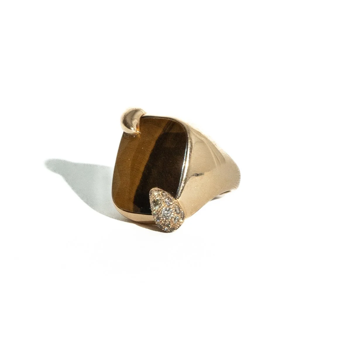 POMELLATO "Ritratto" ring in yellow gold, tiger's eye quartz and diamonds - Image 6