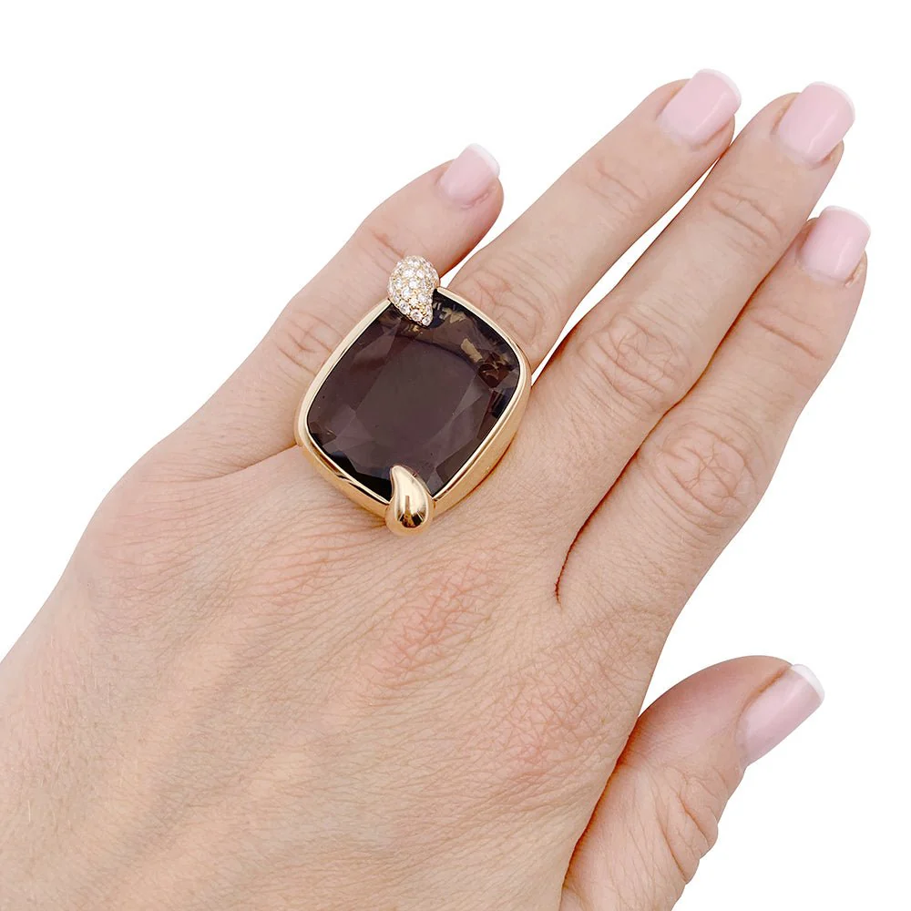 POMELLATO "Ritratto" ring in pink gold, smoky quartz and diamonds - Image 2
