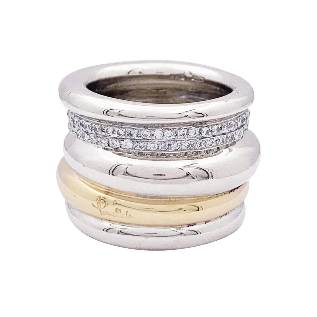 POMELLATO ring, "Tubolare", two golds and diamonds.