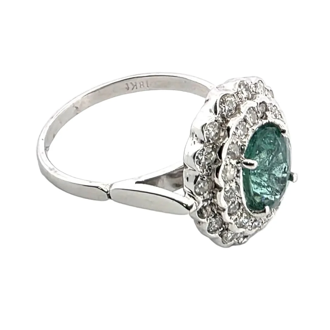 Ring Pompadour in white gold, emerald and diamonds - Image 4