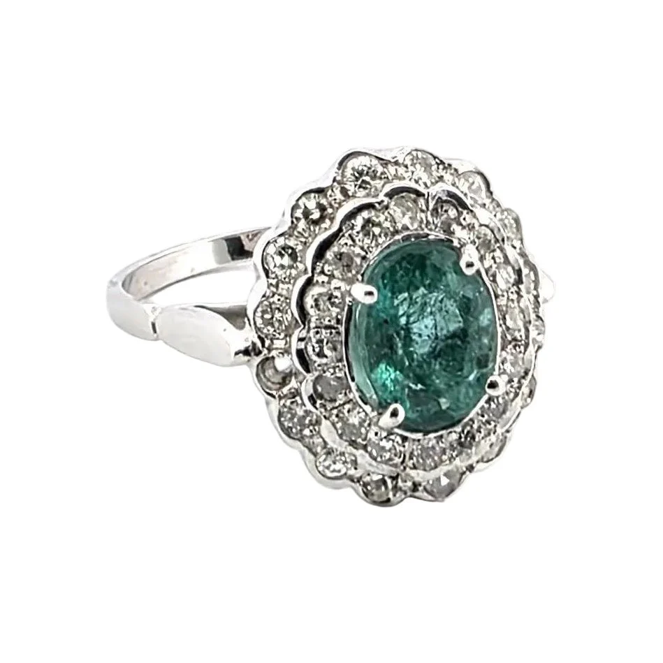 Ring Pompadour in white gold, emerald and diamonds - Image 5