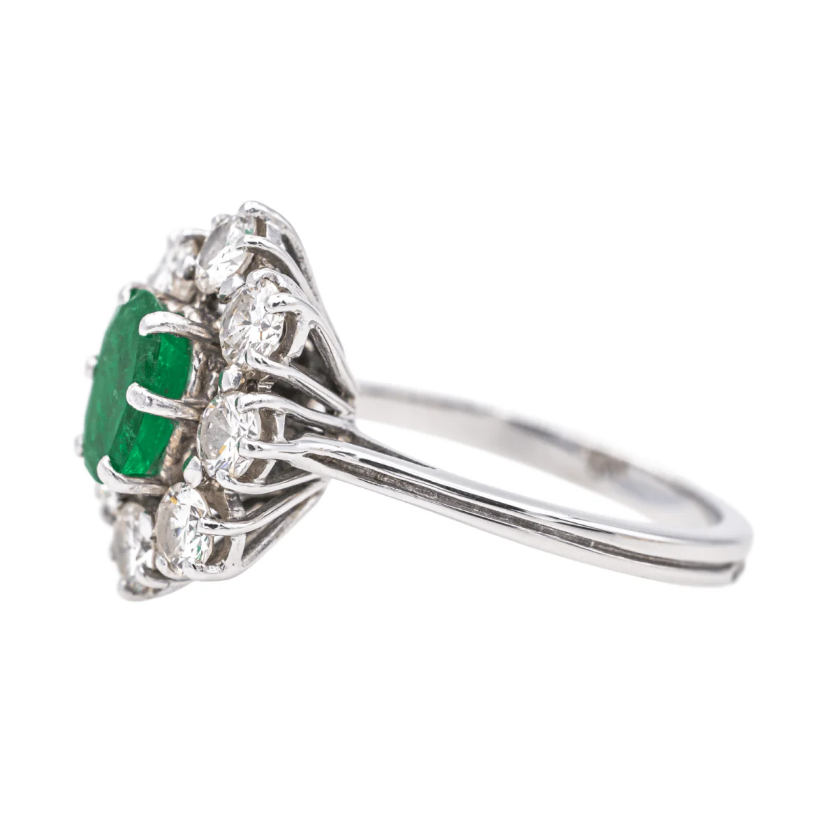 Ring Pompadour en white gold, paltinium, emerald and diamonds - Image 4