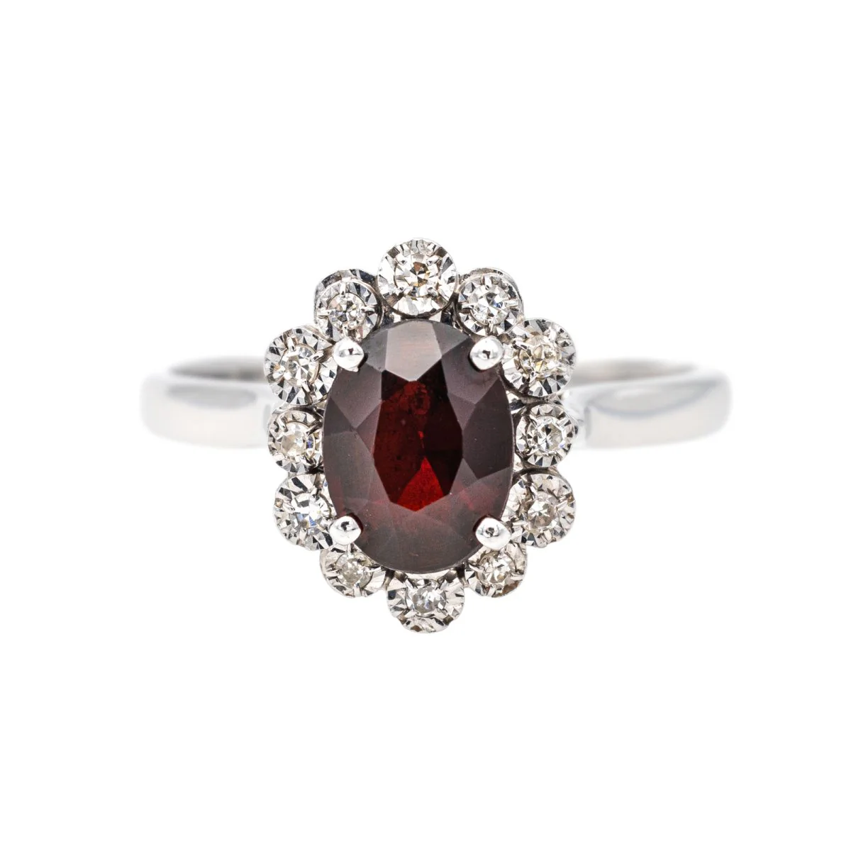 Ring Pompadour White gold Garnet