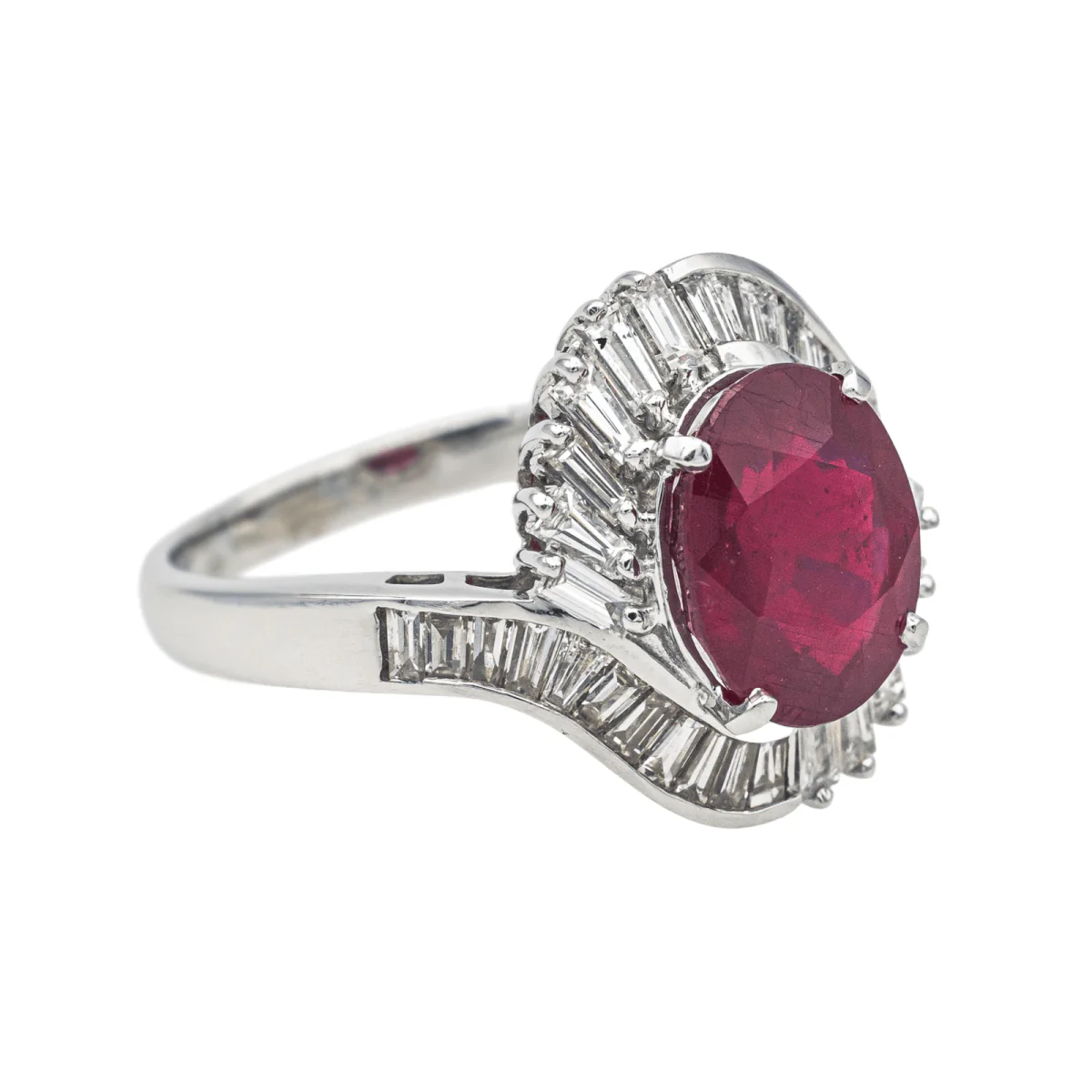 Ring Pompadour en white gold, rubies and diamonds - Image 6