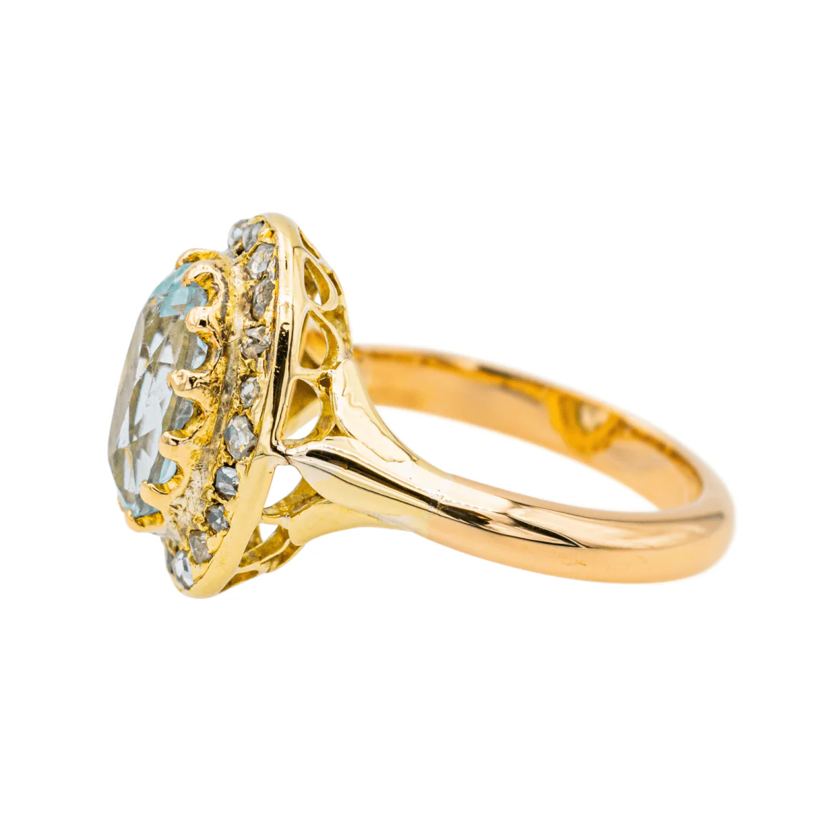 Ring Pompadour en yellow gold, aquamarine and diamonds - Image 4