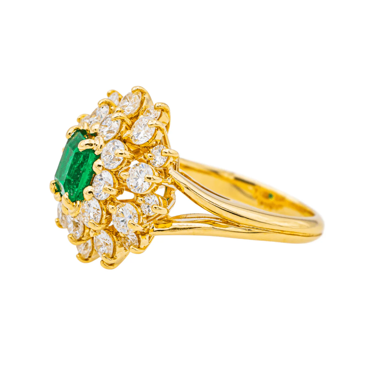 Ring Pompadour en yellow gold, emerald and diamonds - Image 4