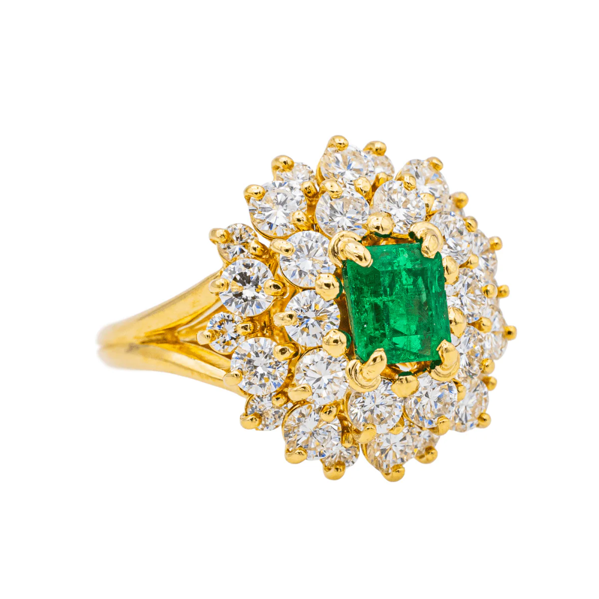 Ring Pompadour en yellow gold, emerald and diamonds - Image 6