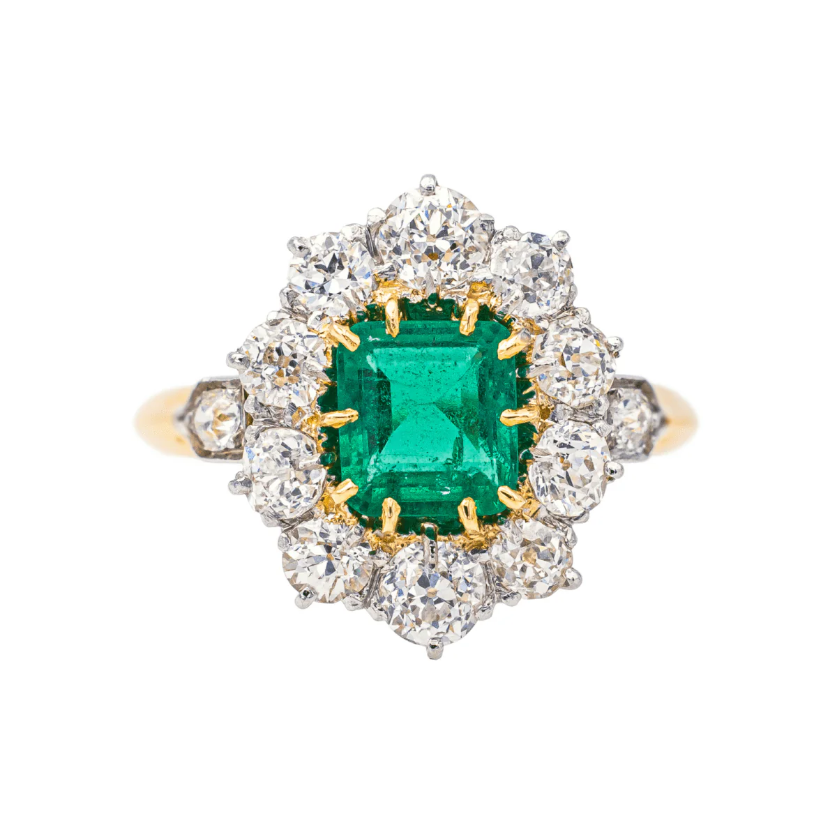 Ring Pompadour Yellow gold Emerald