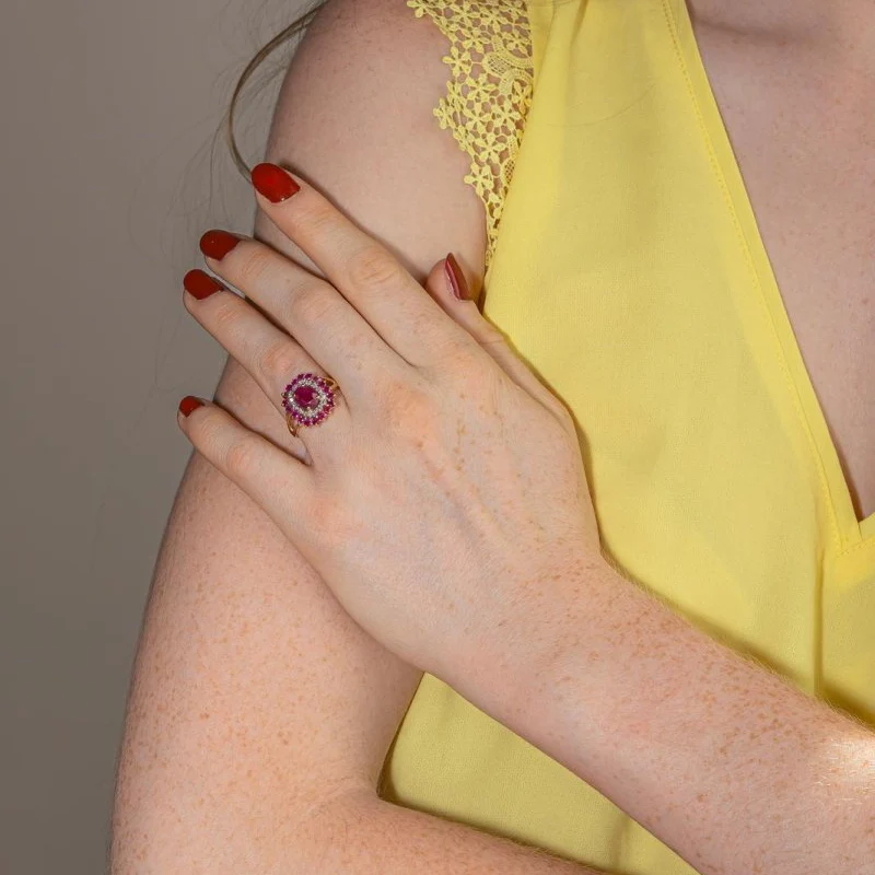 Pompadour Ring Yellow gold Ruby - Image 9