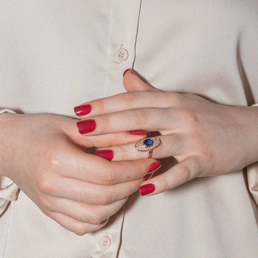 Ring Pompadour en yellow gold, sapphire and diamonds - Image 2