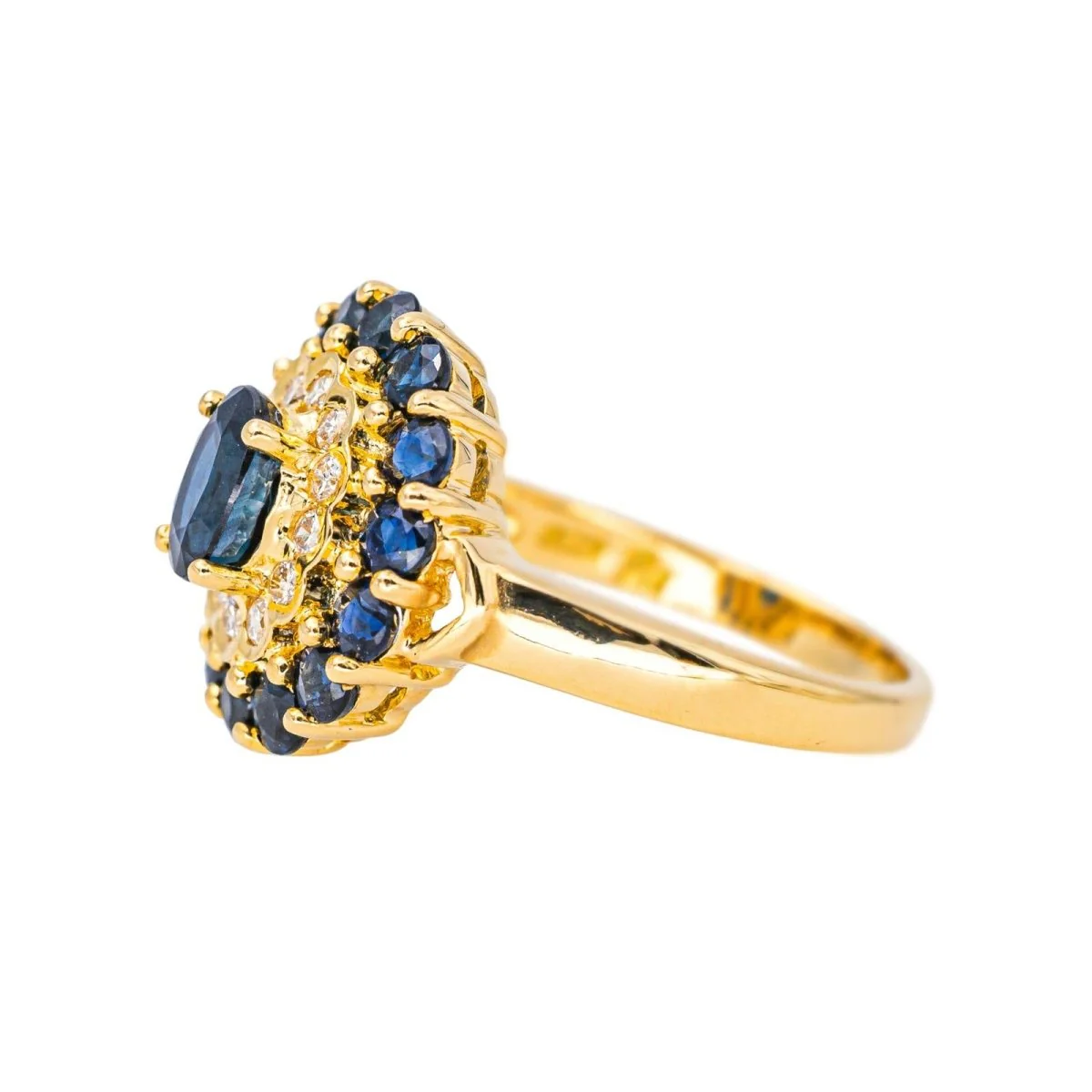 Pompadour ring in yellow gold, sapphires and diamonds - Image 4