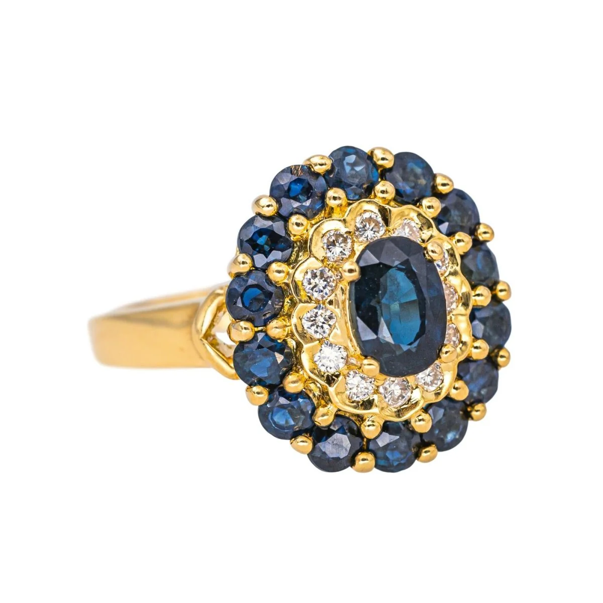 Pompadour ring in yellow gold, sapphires and diamonds - Image 6