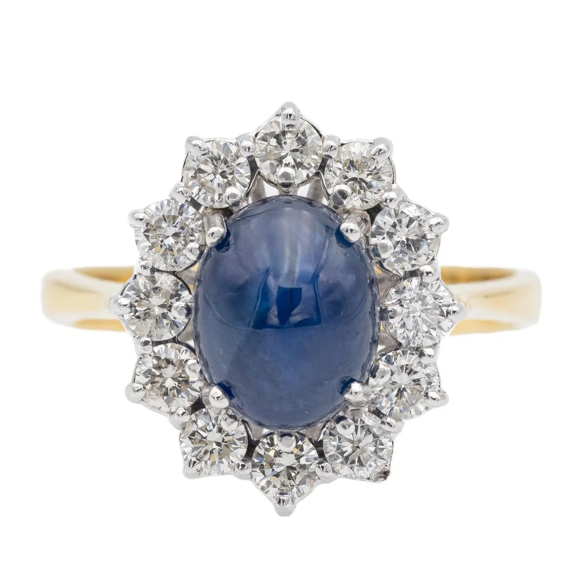 Pompadour ring in yellow gold and sapphire
