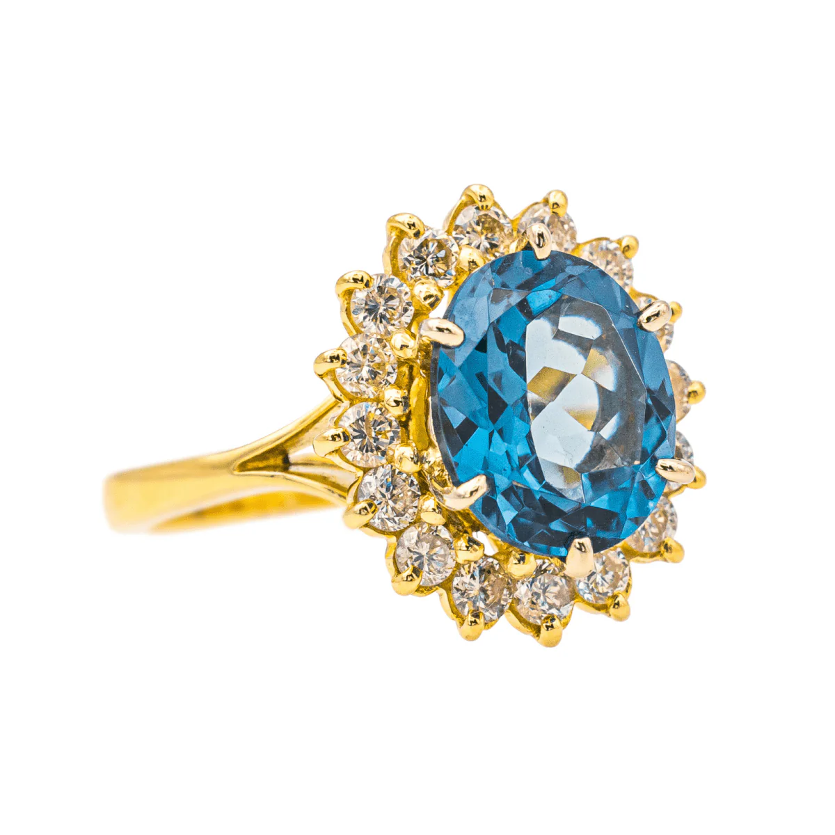 Pompadour Ring in Yellow Gold, Topaz, and Diamonds - Image 6
