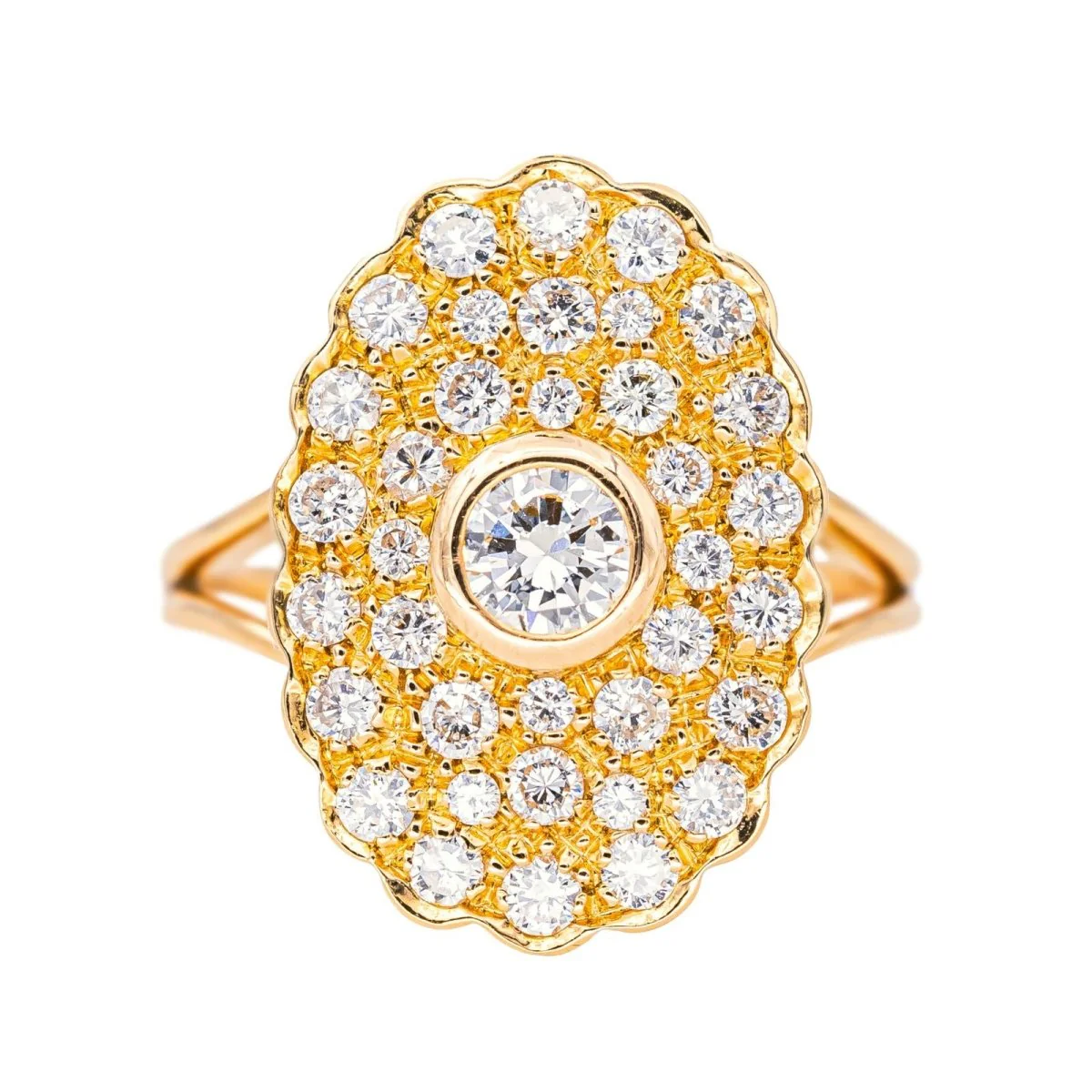 Pompadour ring in rose gold and diamonds