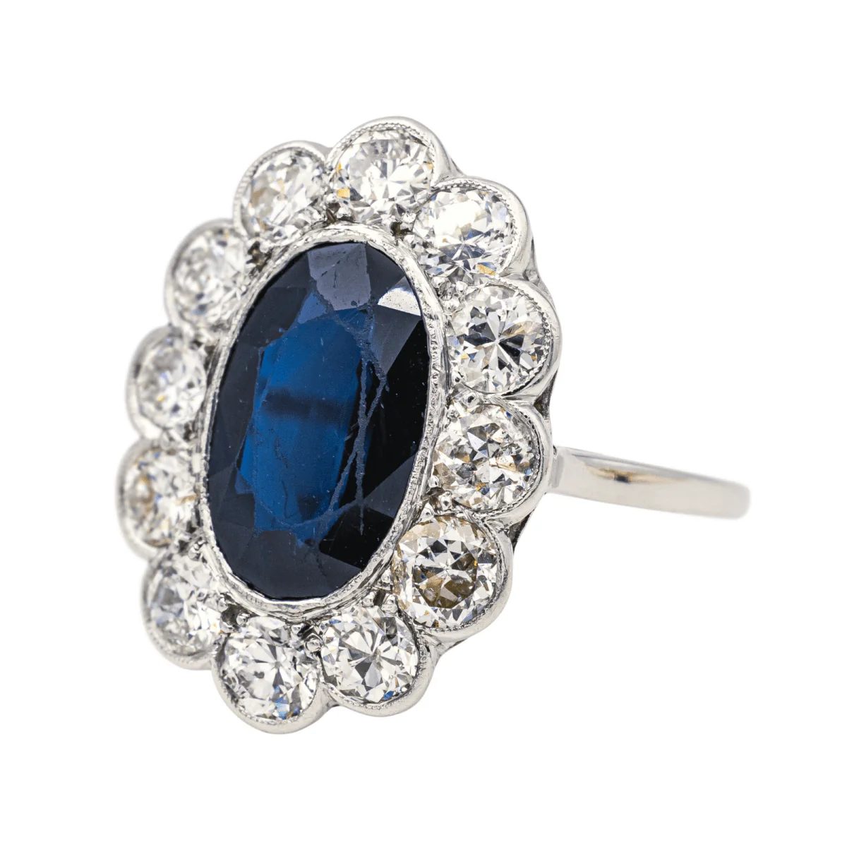 Ring Pompadour en paltinium, sapphire and diamonds - Image 3