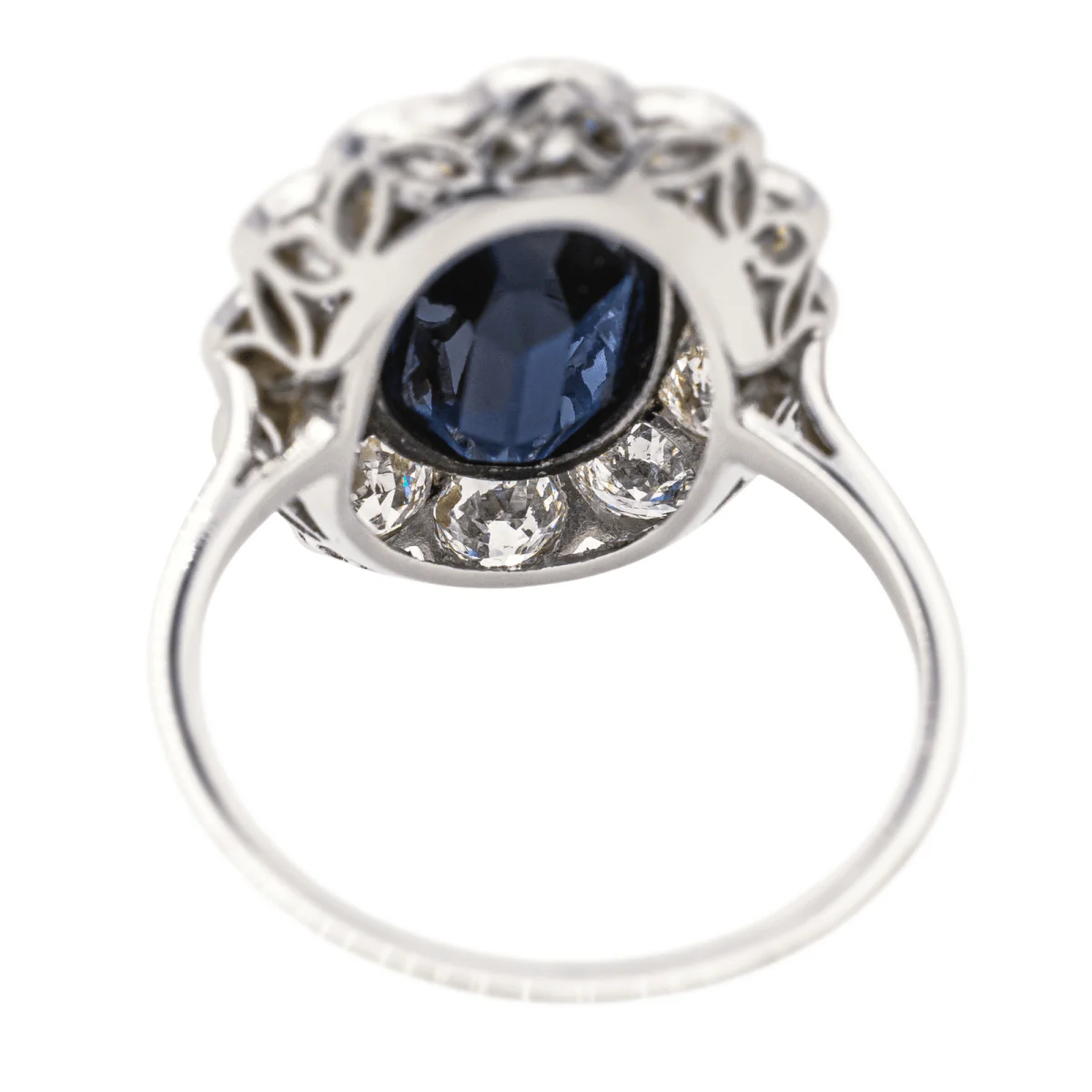 Ring Pompadour en paltinium, sapphire and diamonds - Image 5