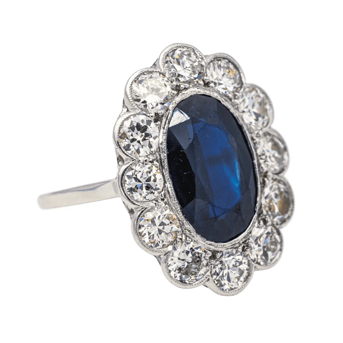 Ring Pompadour en paltinium, sapphire and diamonds - Image 6