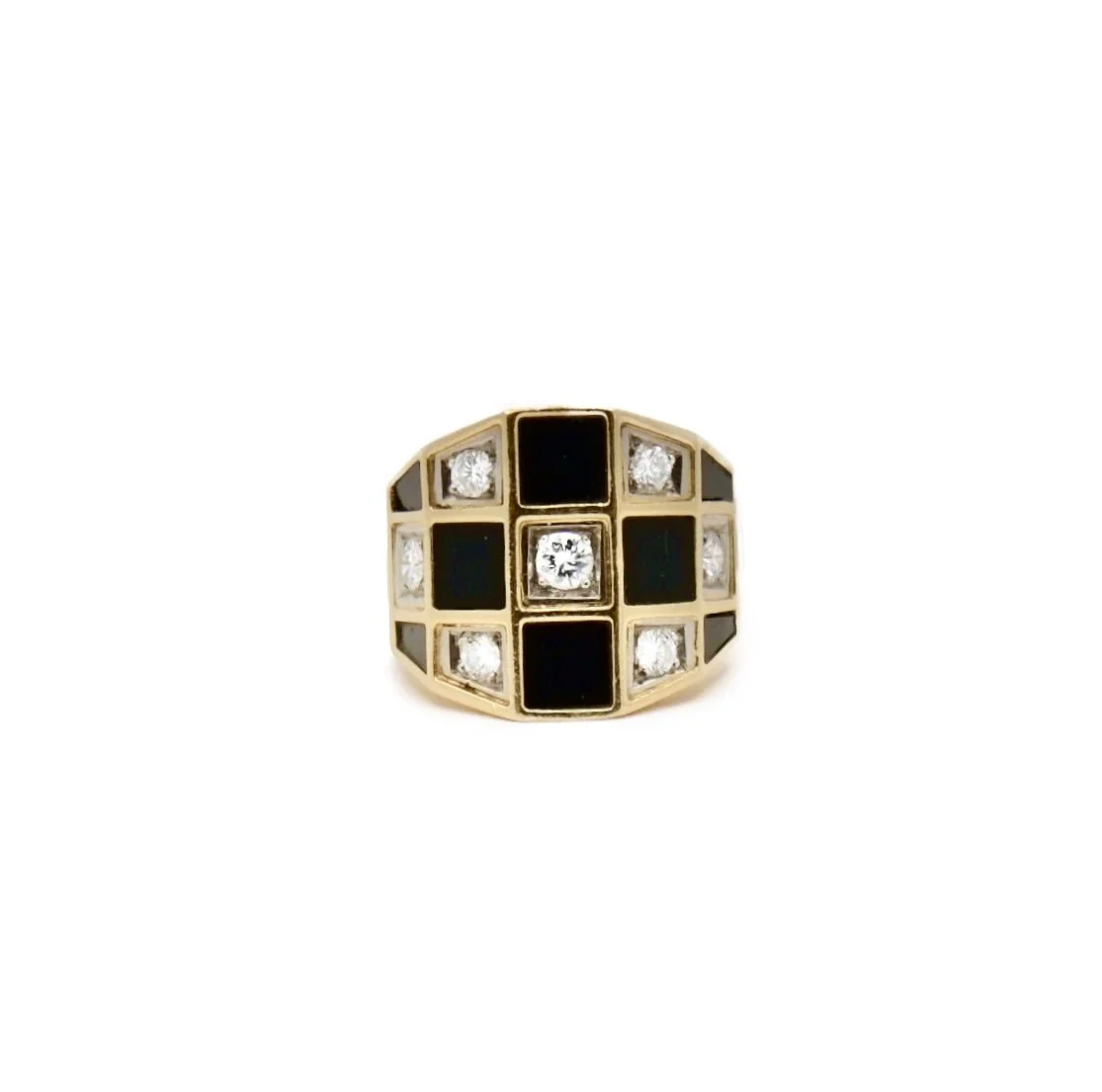 Bague VAN CLEEF AND ARPELS quadrillage en or jaune et onyx et diamant - Image 6