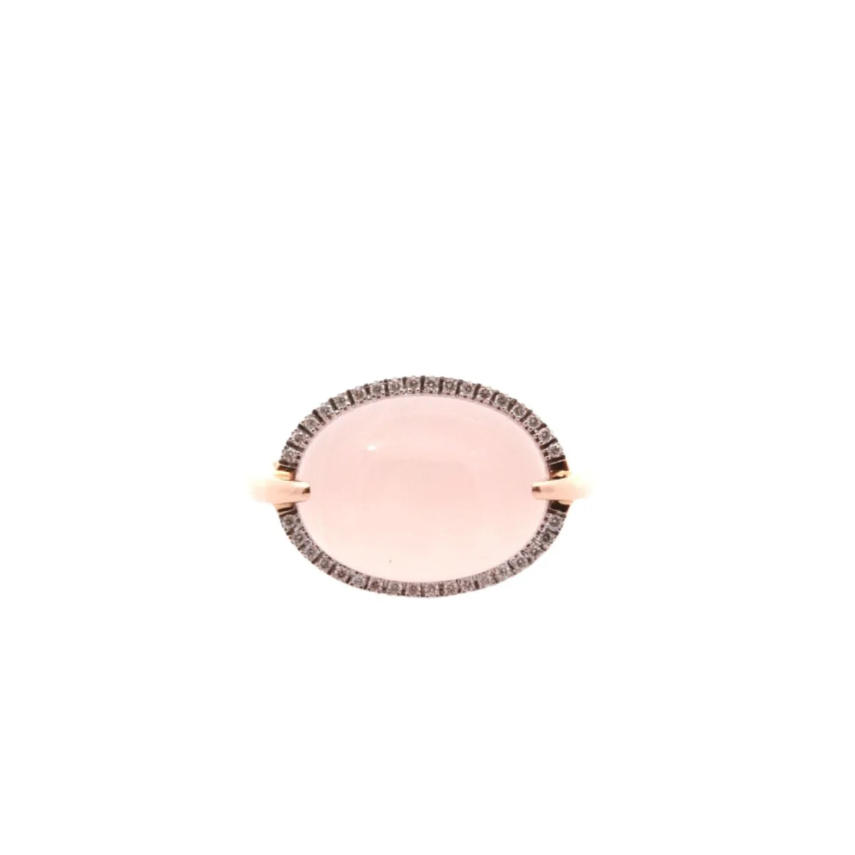 Ring at white gold, rose quartz and diamonds
