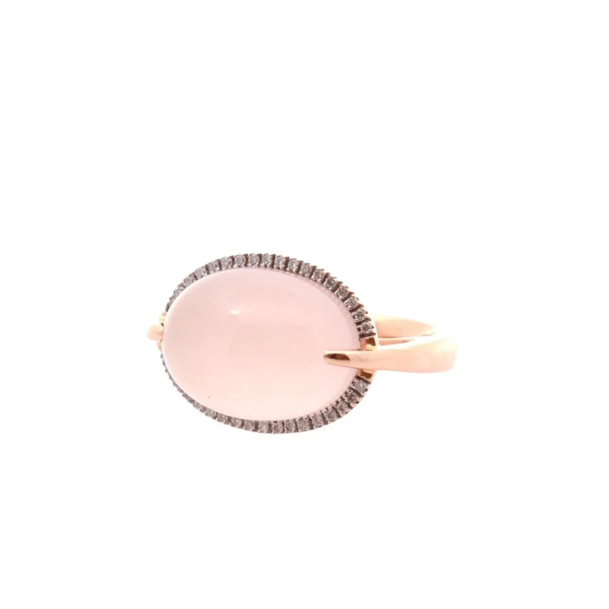 Ring at white gold, rose quartz and diamonds - Image 2