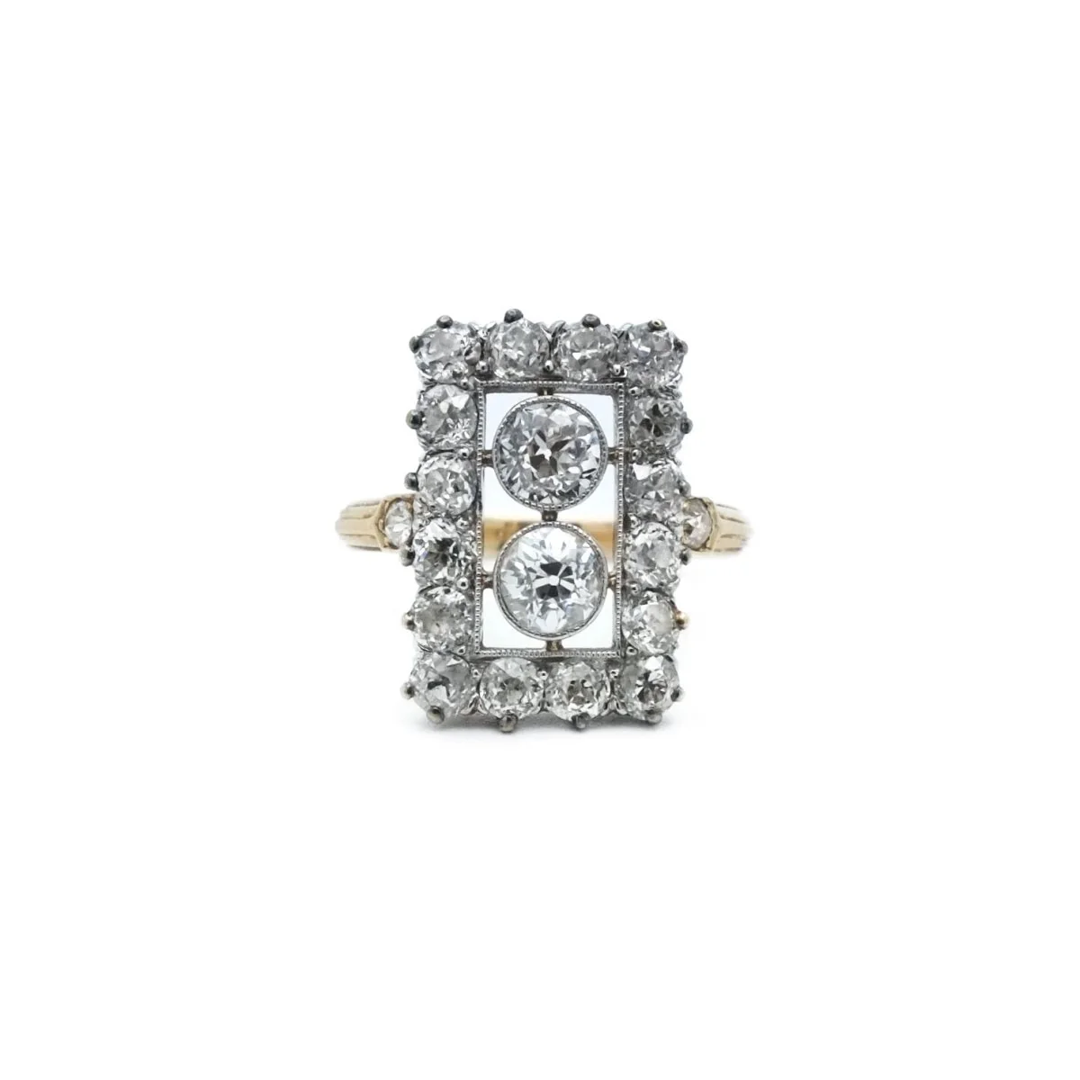 Ring Marquise en yellow gold, white gold and diamonds