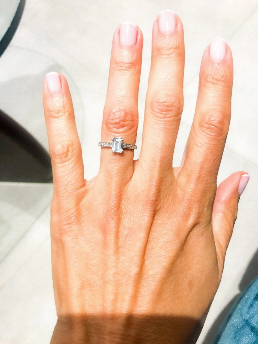 Rectangular ring set with an Aquamarine in white gold - Image 3