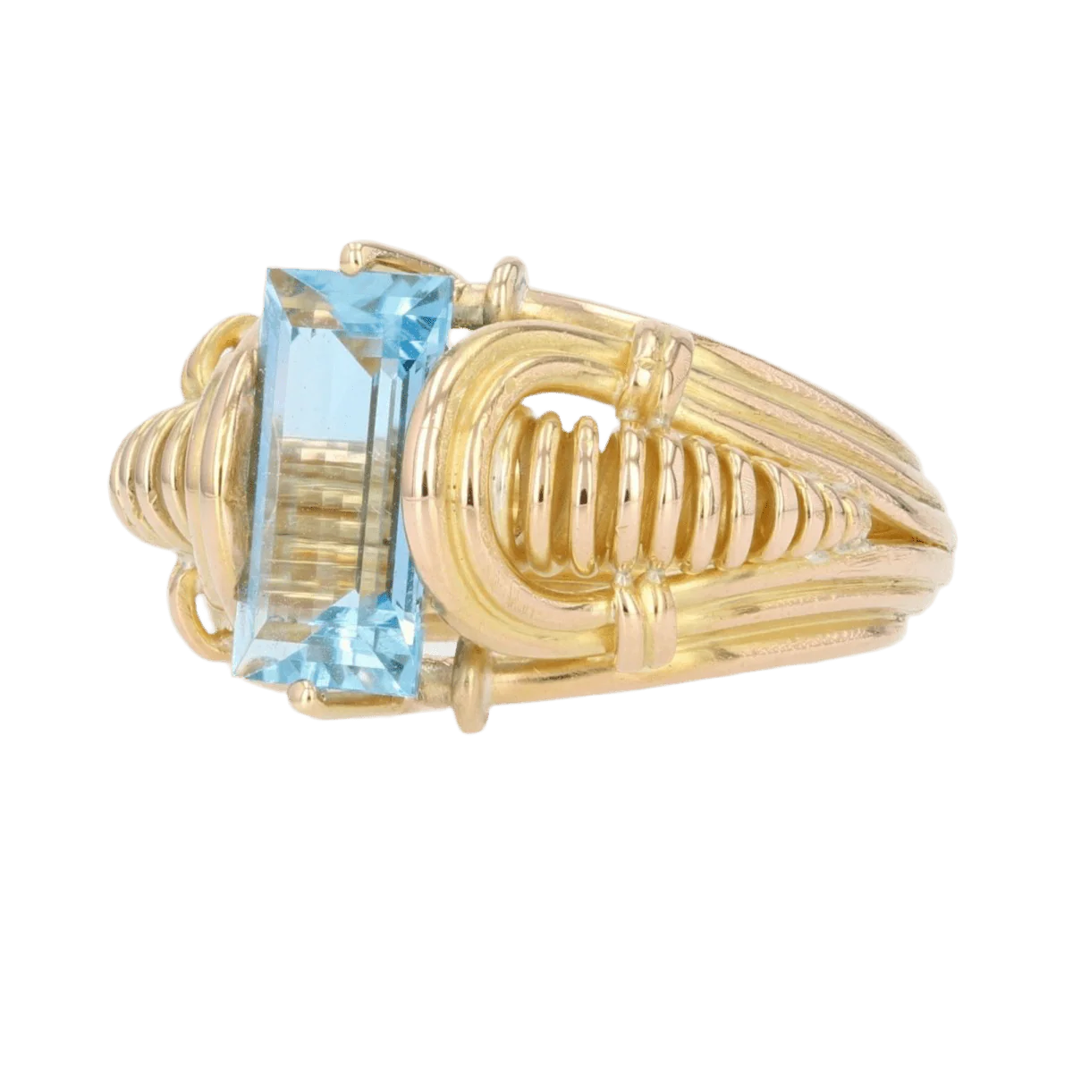 Dome ring in yellow gold and aquamarine - Image 3