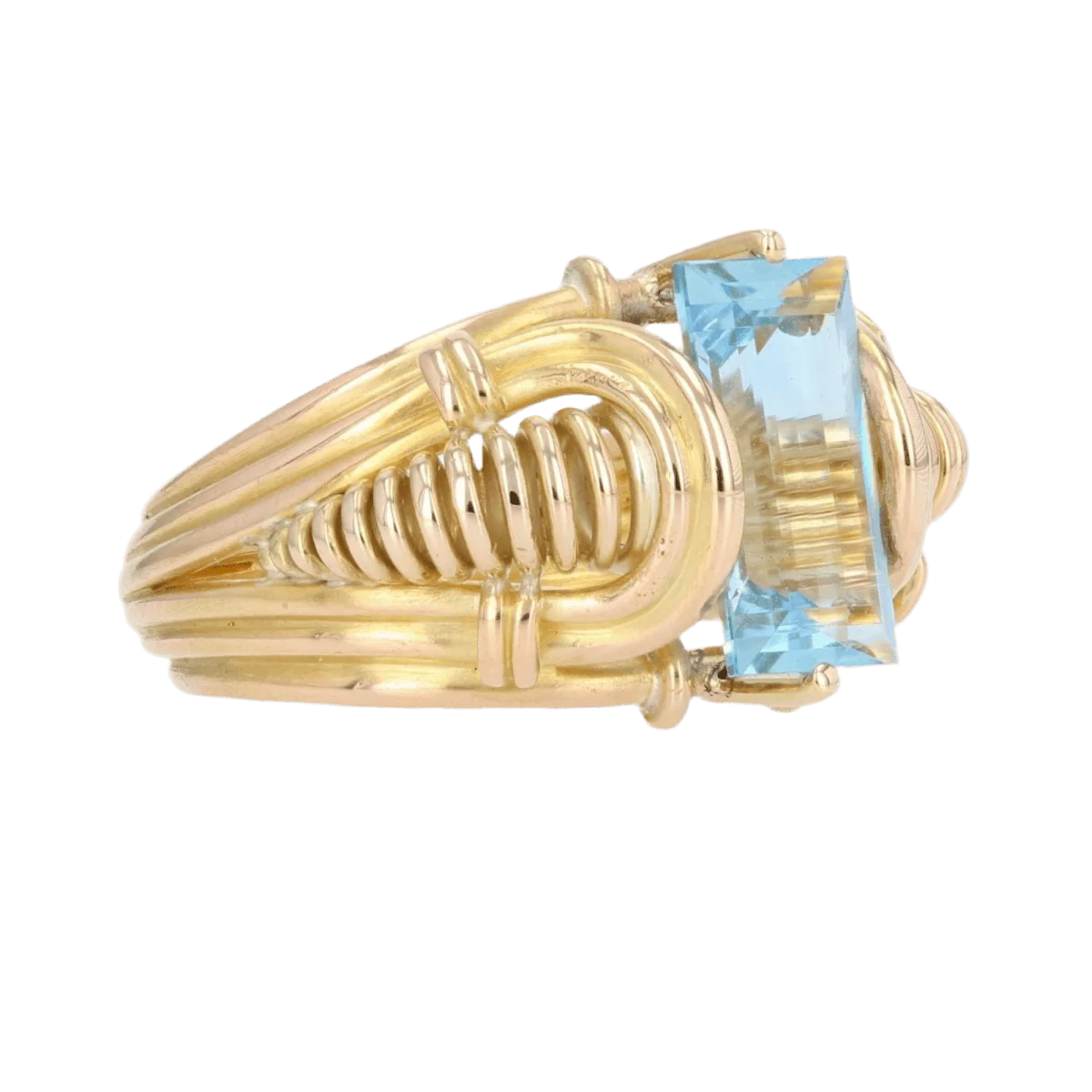 Dome ring in yellow gold and aquamarine - Image 5