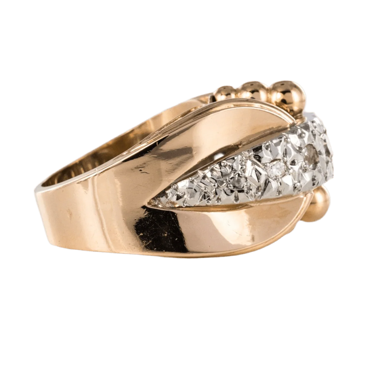 Signet ring in yellow gold, platinum, pearls and diamonds - Image 5