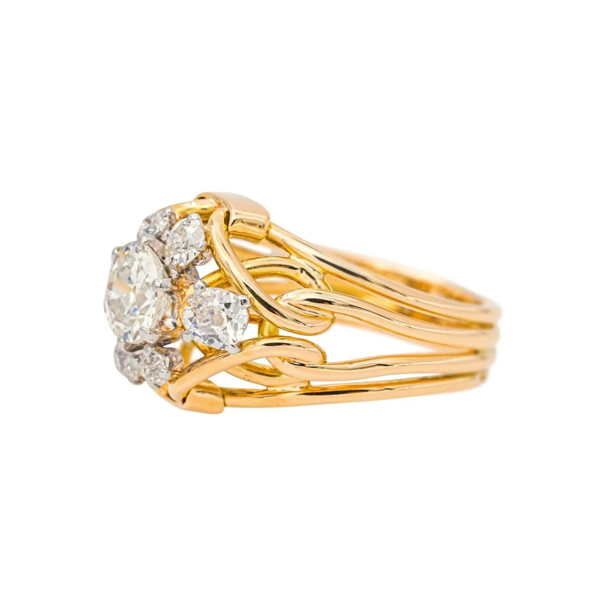 Retro White Gold Diamond Ring - Image 4