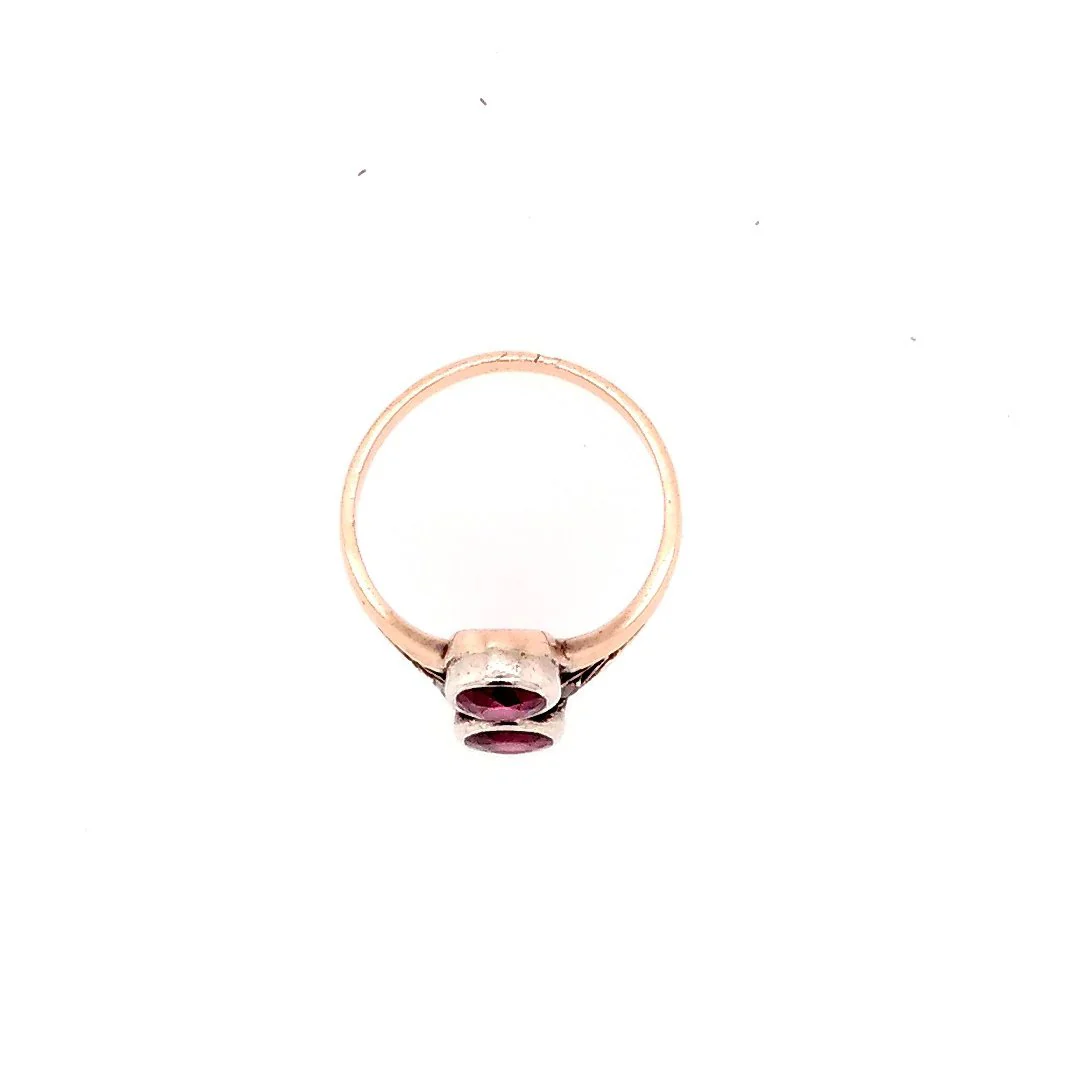 Ring Toi & Moi in yellow gold, silver, garnets and diamonds - Image 3
