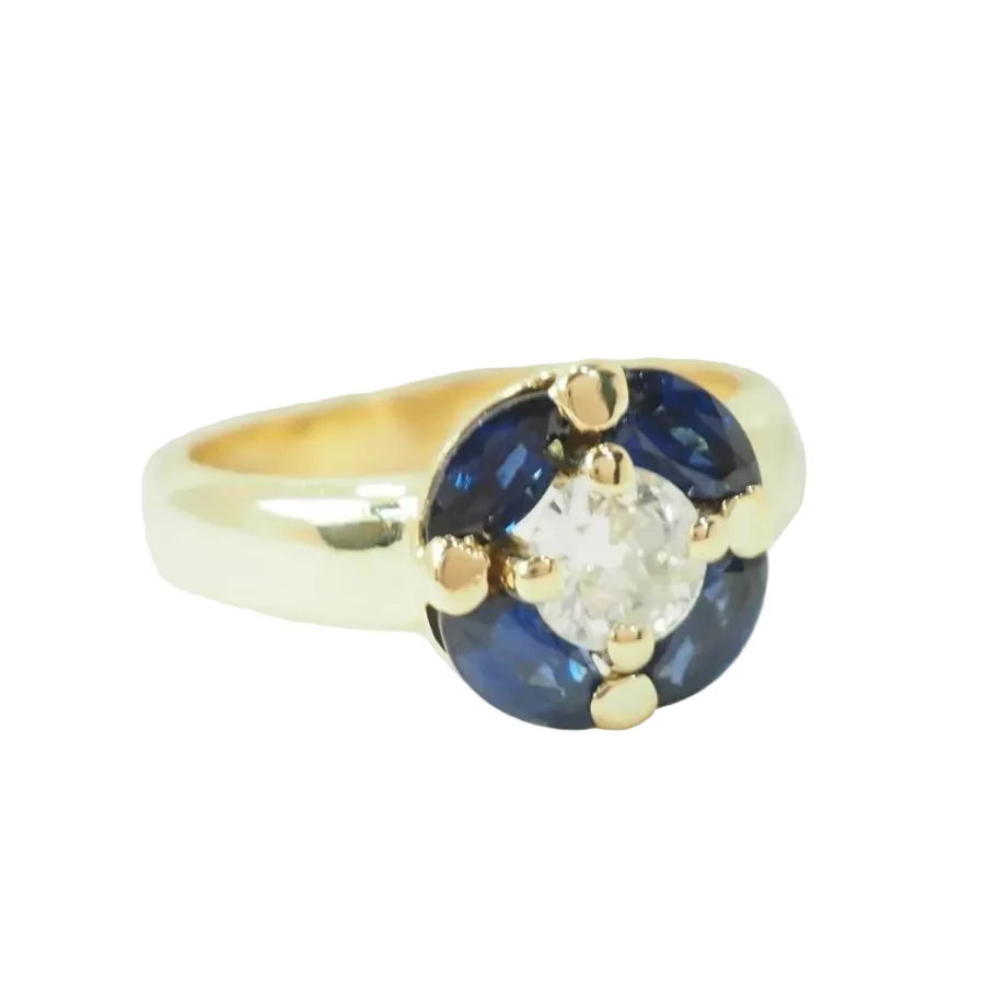 Ring Surroundings in yellow gold, sapphires and diamonds - Image 3