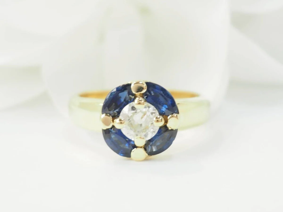 Ring Surroundings in yellow gold, sapphires and diamonds - Image 6