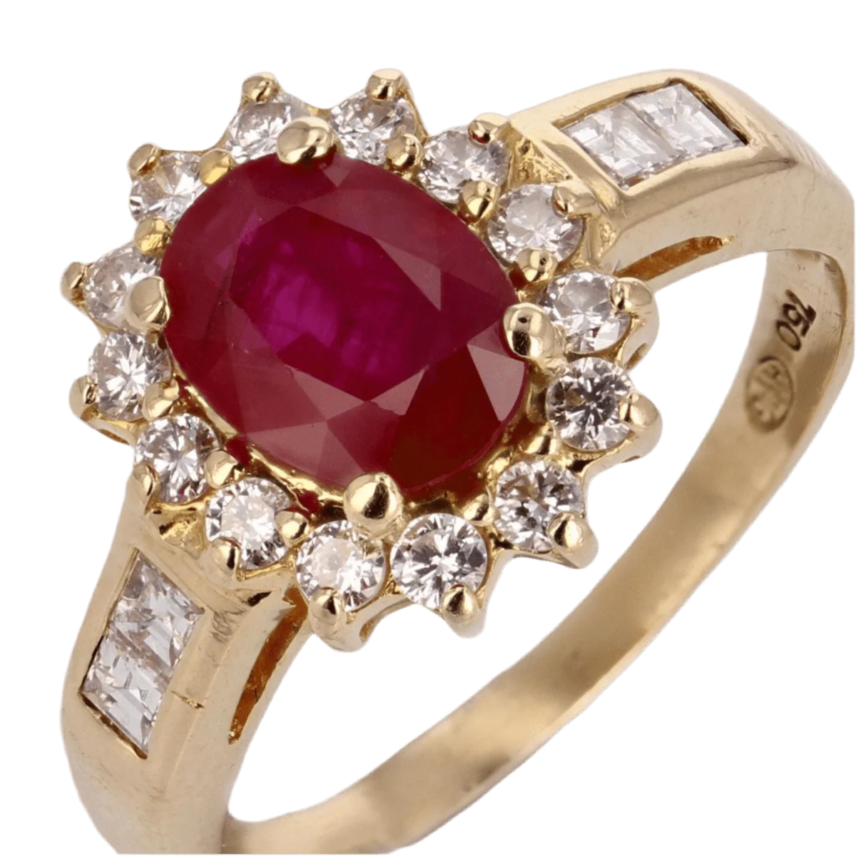 Ring Surroundings in yellow gold, ruby and diamonds - Image 7