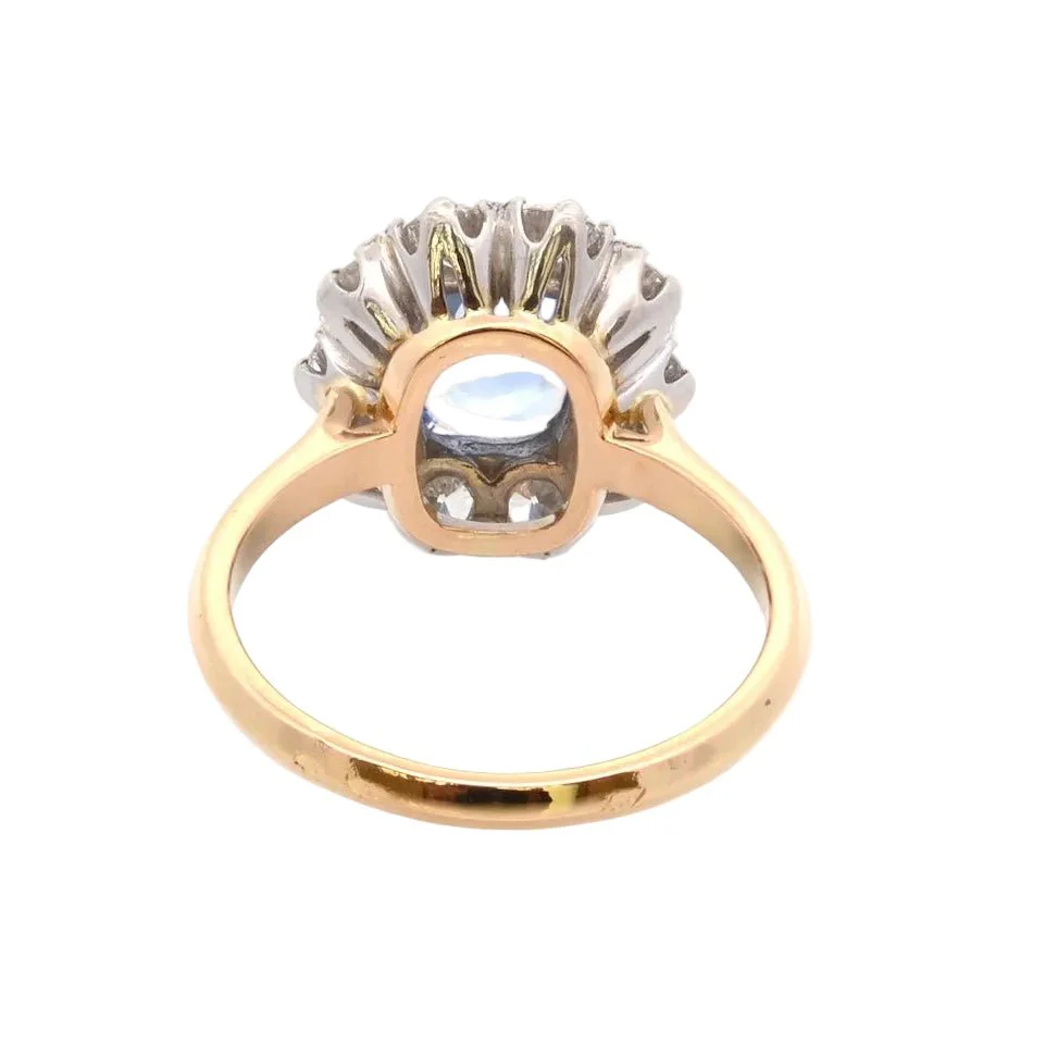 Ring in yellow gold, paltinium, sapphire and diamonds. - Image 4