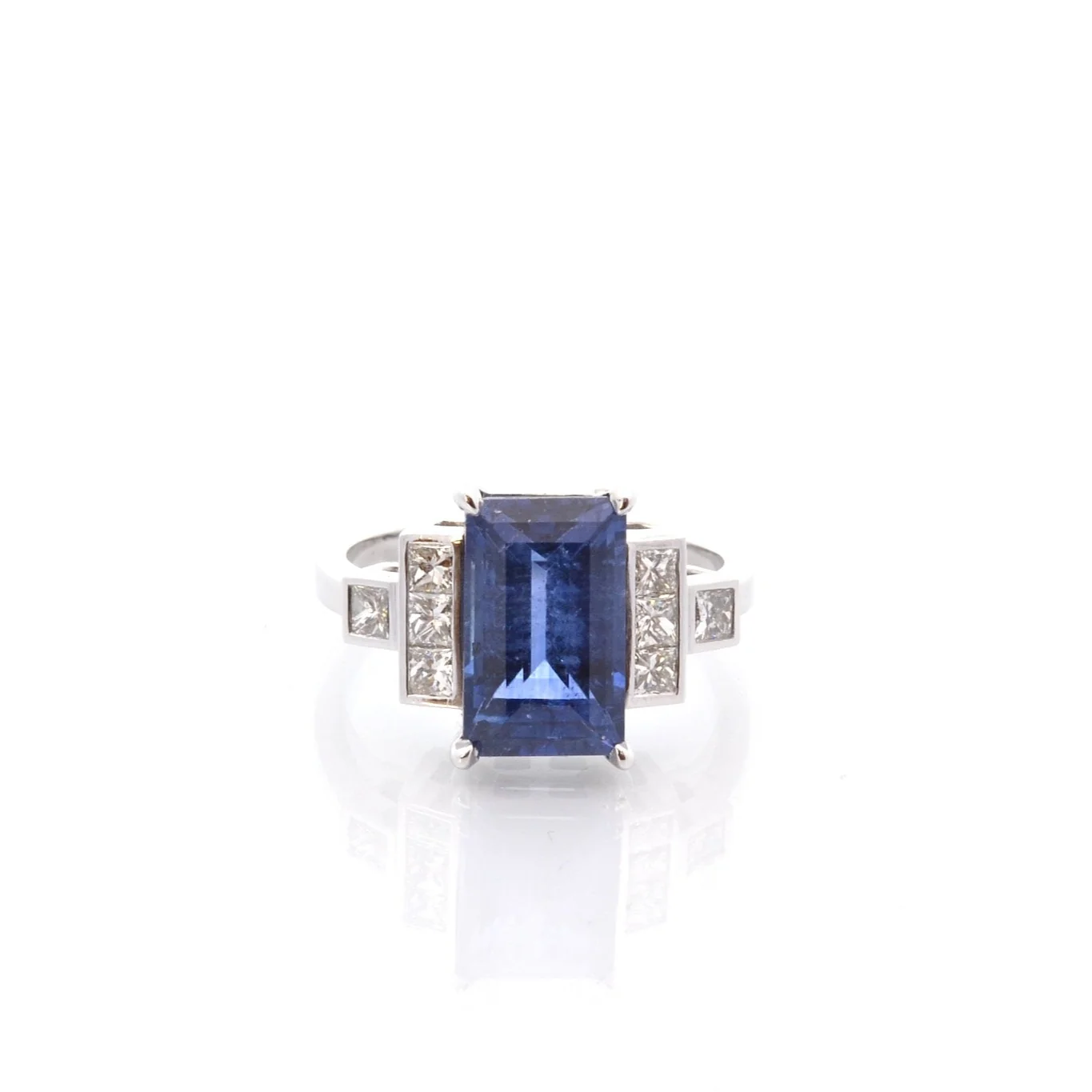 Platinum, sapphire and diamond ring