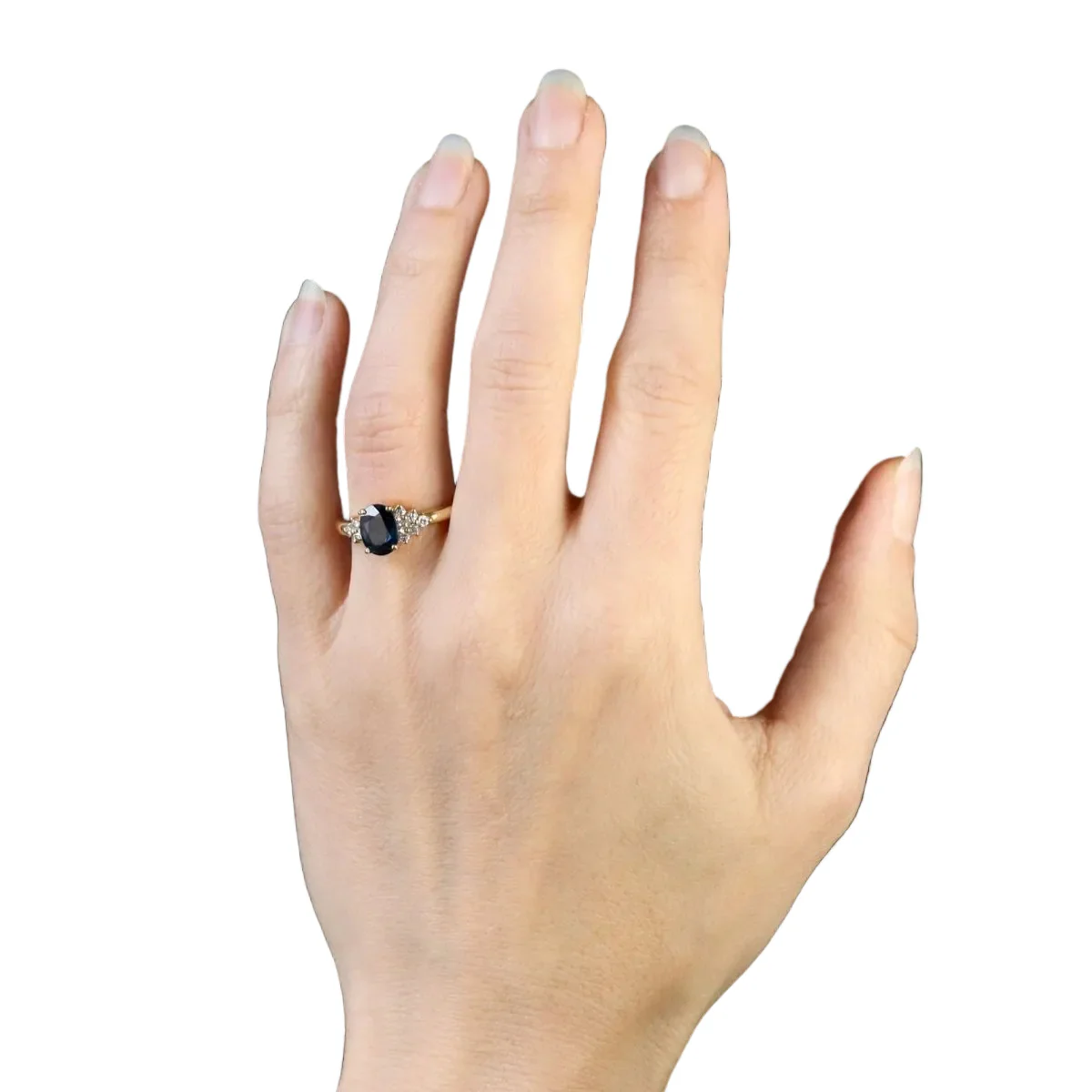 Pompadour ring in yellow gold, sapphire and diamonds - Image 2