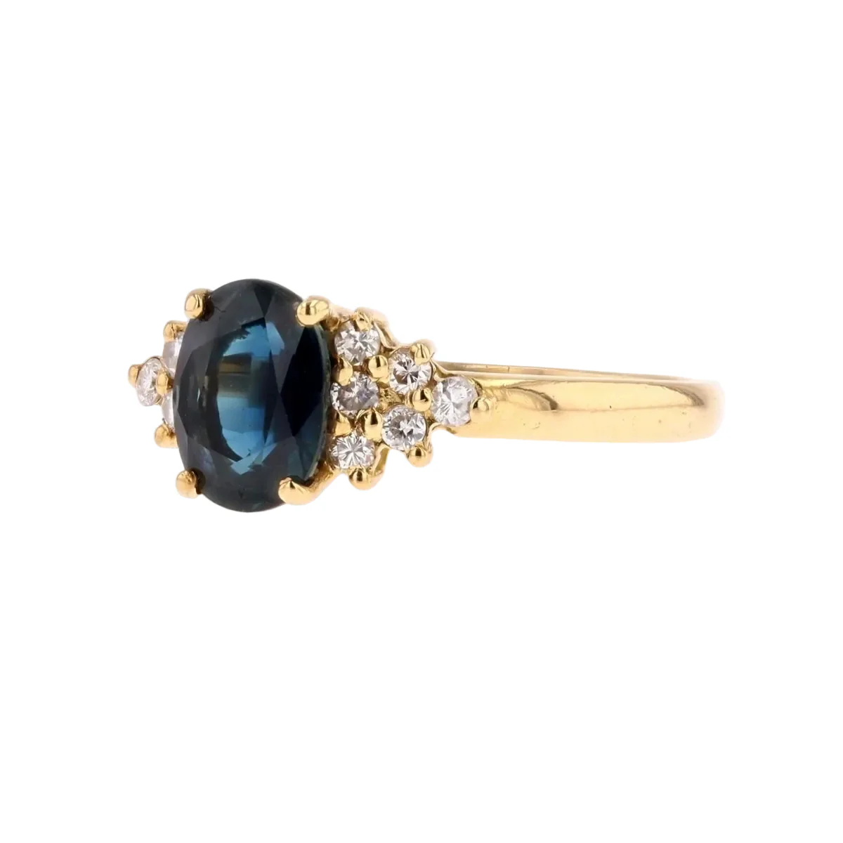 Pompadour ring in yellow gold, sapphire and diamonds - Image 3