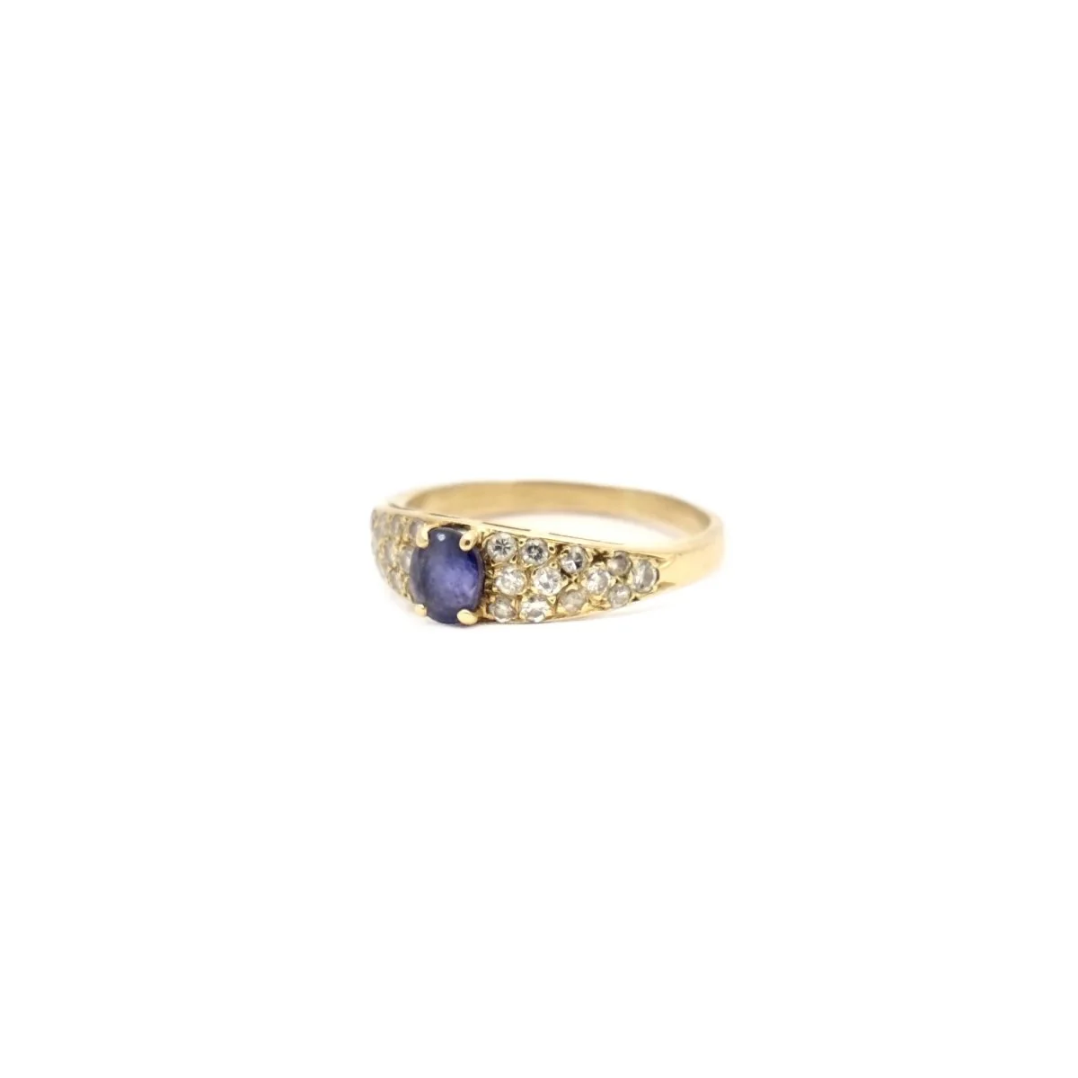Bague saphir et diamant en or jaune et or gris - Image 3