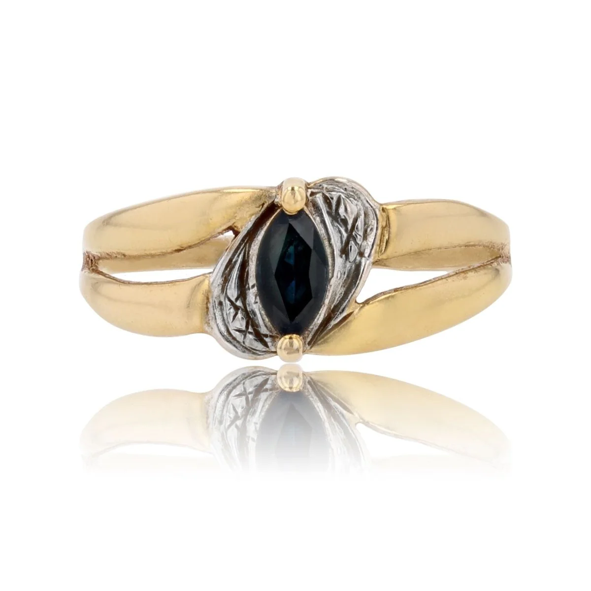 Ring Rush in yellow gold, white gold and sapphire