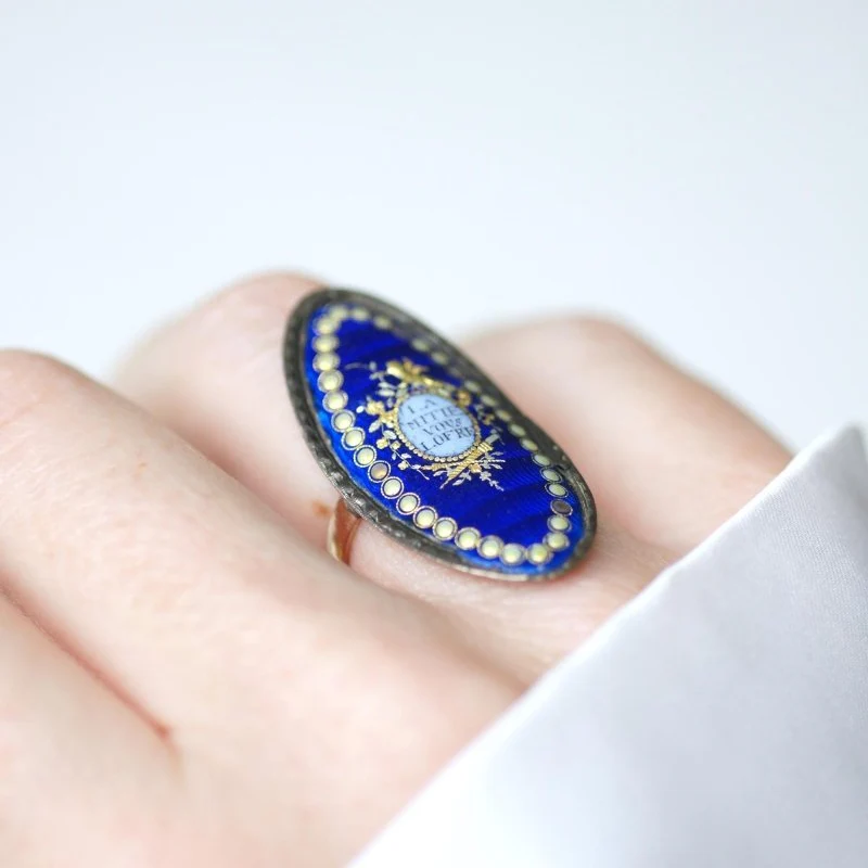Ring 18th century shuttle in rose gold and silver - Image 2