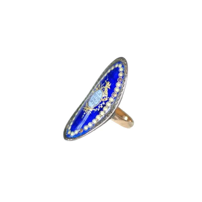 Ring 18th century shuttle in rose gold and silver - Image 3