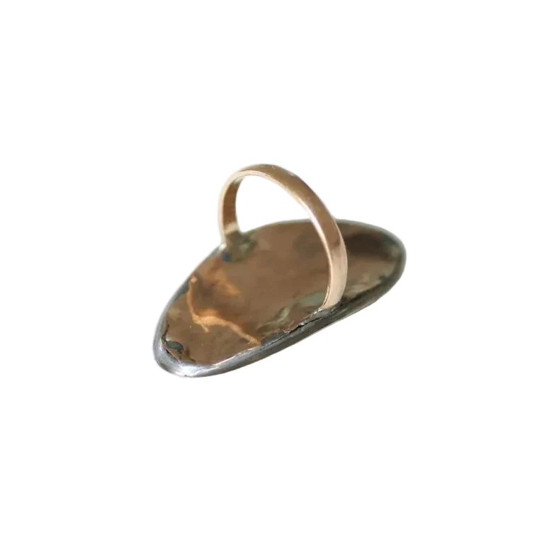 Ring 18th century shuttle in rose gold and silver - Image 4